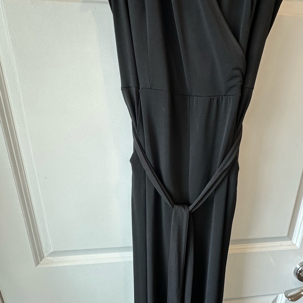 Nina Leonard Black Collared Wrap Jumpsuit - Picture 5 of 6